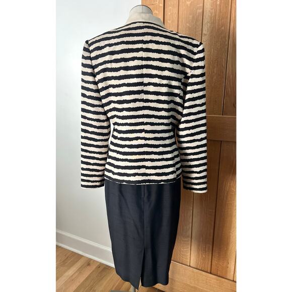 KTF by Kristinn Steinarr Womens Vintage 100% Silk Striped Work Skirt Suit Sz 10 - Picture 7 of 16